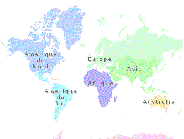 Carte du monde avec nom des continent - Imagui