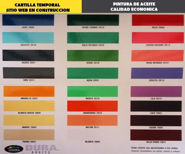 Cartilla de Colores Corona