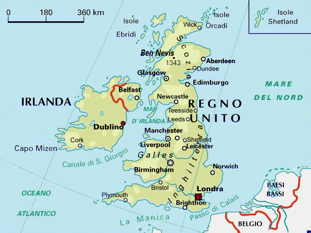 CARTINA GEOGRAFICA DELLA GRAN BRETAGNA E IRLANDA CARTINA GEOGRAFICA DELLA GRAN BRETAGNA E IRLANDA