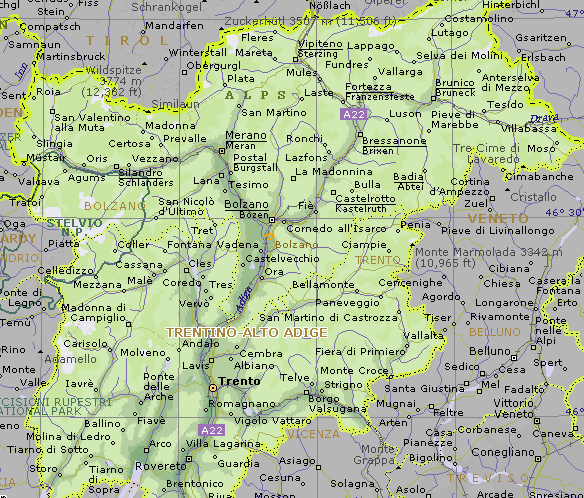 Cartina geografica del Trentino Alto Adige - Mappa - Carta Cartina geografica del Trentino Alto Adige - Mappa - Carta