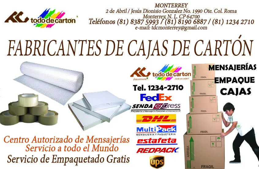 Todo de Carton Monterrey | Venta de Cajas de Cartón y más!