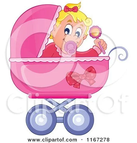Cartoon of a Baby Girl Waving a Rattle in a Pink Pram Border ... Cartoon of a Baby Girl Waving a Rattle in a Pink Pram Border ...