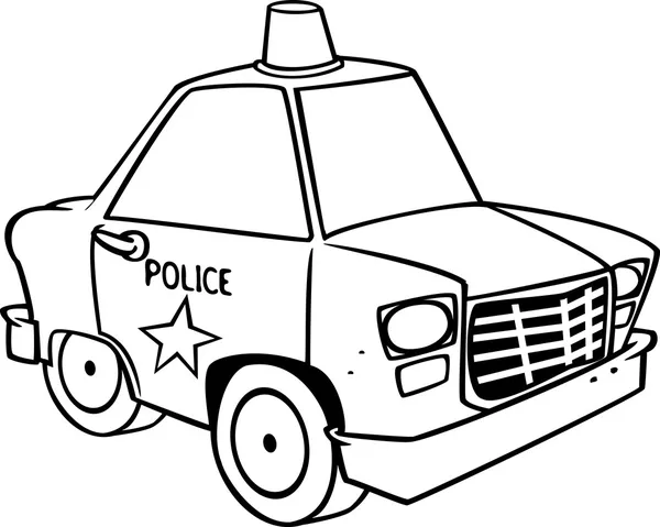 Cartoon Police Car (Black and White Line Art) by Ron Leishman ...