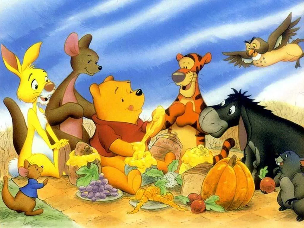 Cartoon wallpaper Winnie the Pooh party | Urban Art Wallpaper