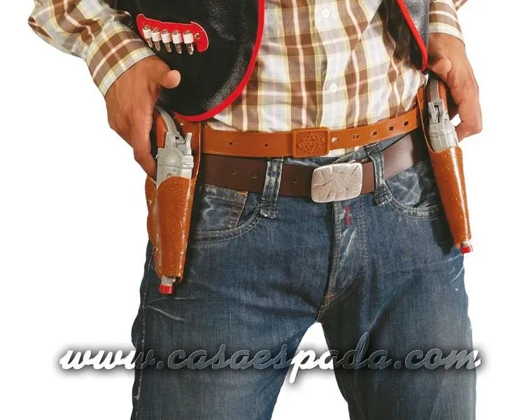 Cartuchera doble con pistolas de plástico para vaquero - CASA ESPADA Cartuchera doble con pistolas de plástico para vaquero - CASA ESPADA