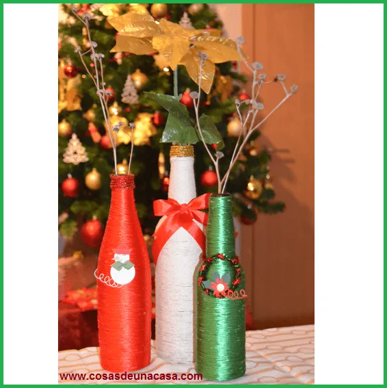 Cosas de Una Casa: Botellas decoradas de Navidad!!! Cosas de Una Casa: Botellas decoradas de Navidad!!!