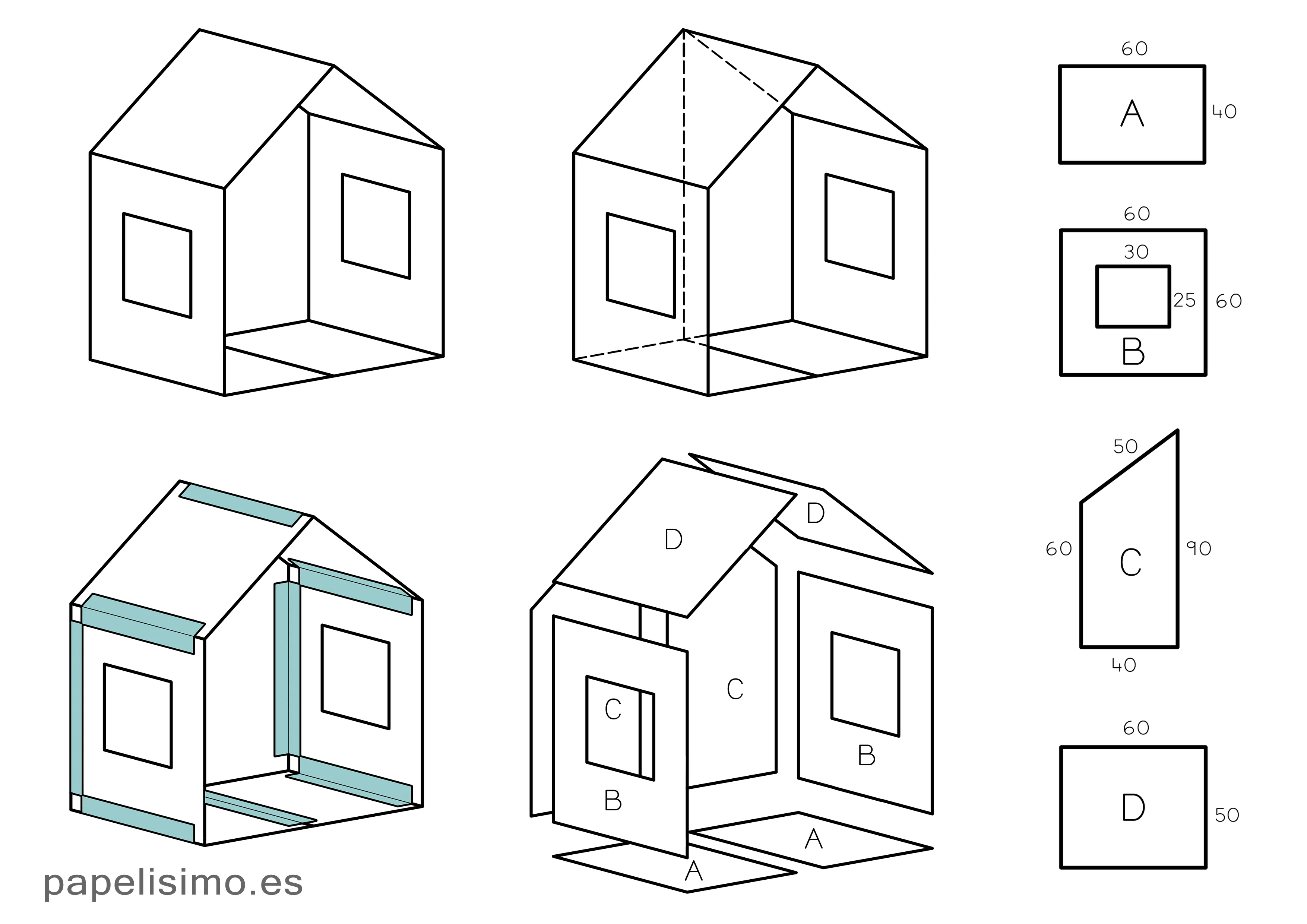 Cómo hacer casa de cartón para niños (Plegable) | Papelisimo Cómo hacer casa de cartón para niños (Plegable) | Papelisimo