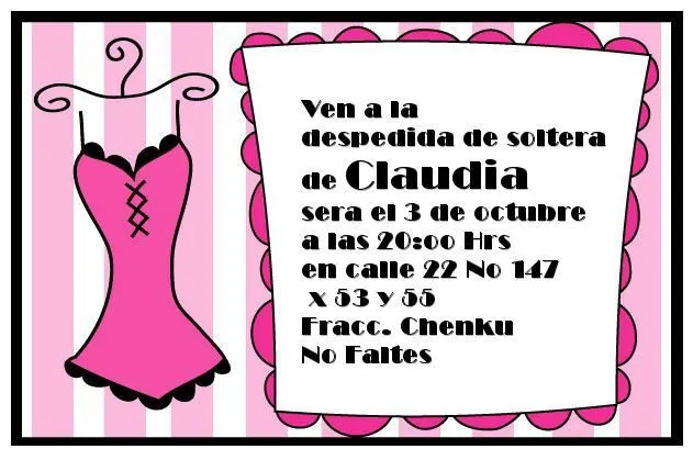 la casa de chichi: Invitacion Despedida de Soltera