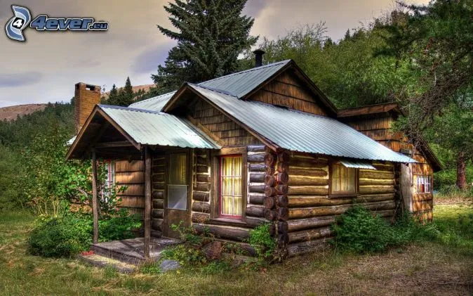 casa-de-madera,-naturaleza,- ...