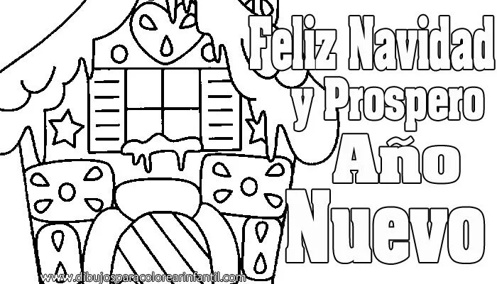 Casa de Navidad para colorear ~ Dibujos para Colorear Infantil