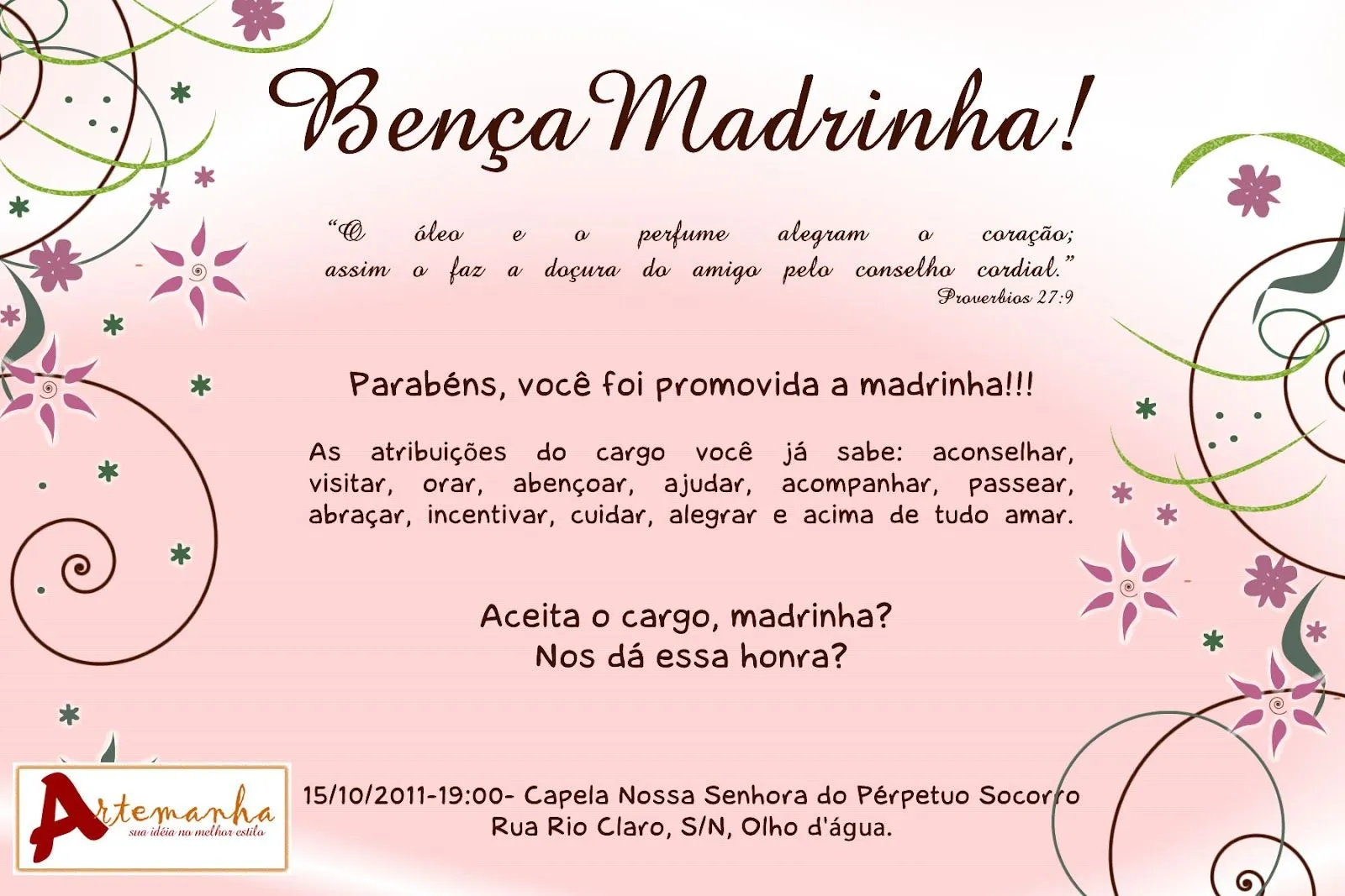 Casamento Lívia - Convites Padrinho e Madrinha | Artemanha