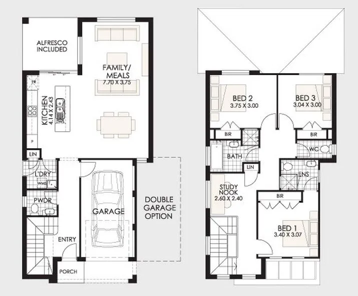 Casas de dos pisos y tres dormitorios | Construye Hogar
