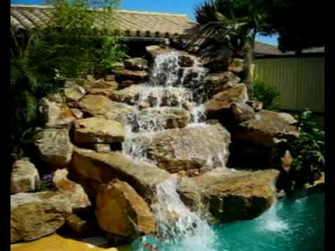 Cascada de piedra natural en piscina (Viveros Chaves) - YouTube Cascada de piedra natural en piscina (Viveros Chaves) - YouTube