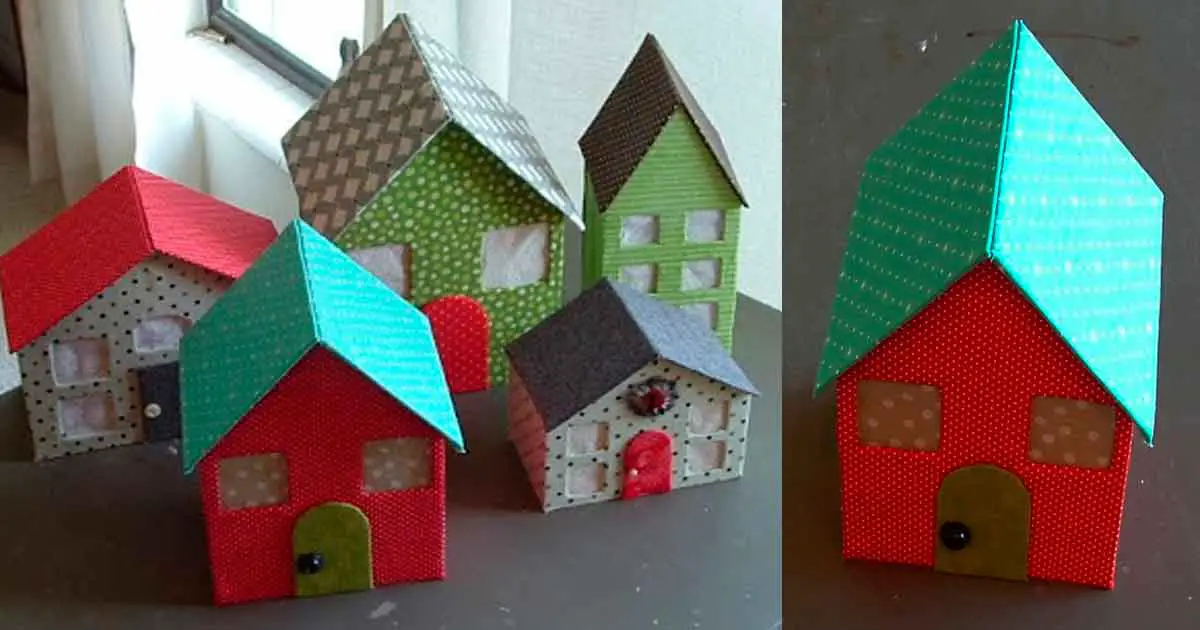 Casitas de cartón y tela para muñecas o decoración navideña - Dale Detalles Casitas de cartón y tela para muñecas o decoración navideña - Dale Detalles