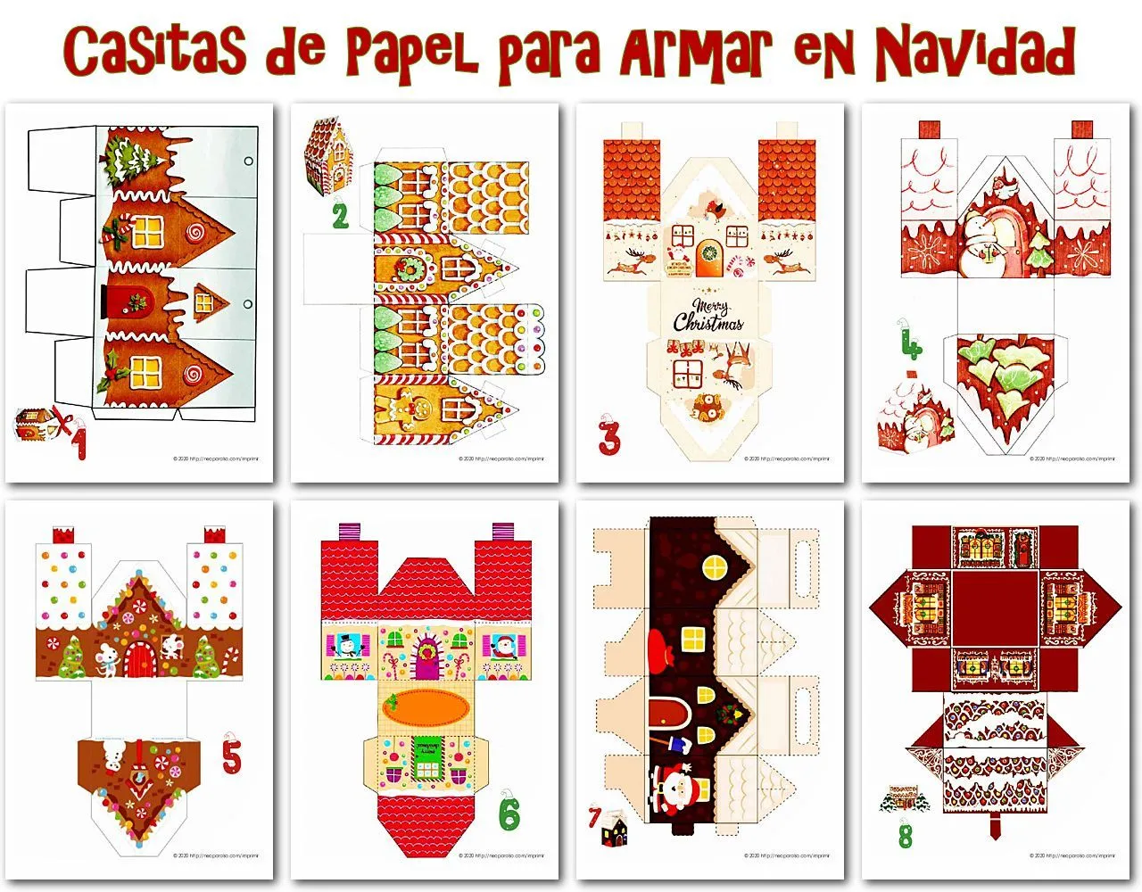 Casitas de Papel armables para Navidad