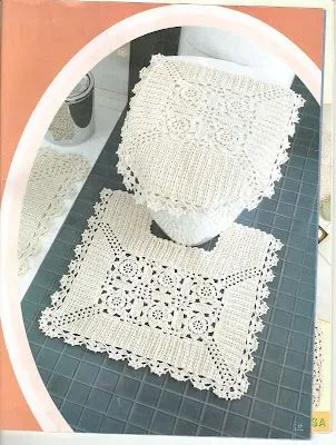Casos y Cosas de Mi Casa": Juego de baño blanco tejido a ganchillo ... Casos y Cosas de Mi Casa": Juego de baño blanco tejido a ganchillo ...
