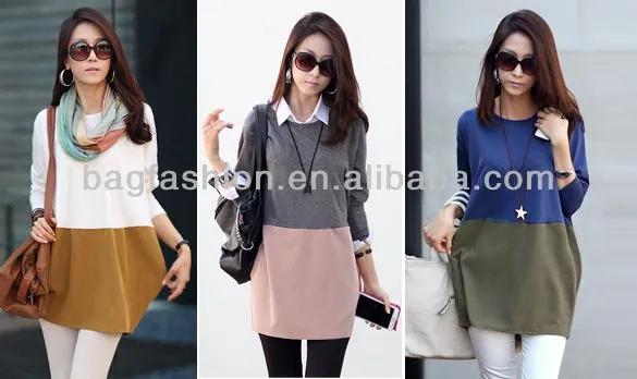 casual para mujer manga larga color suelta de empalme de gran ... casual para mujer manga larga color suelta de empalme de gran ...
