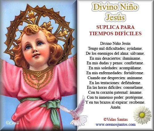 Rincón de la Oración: Estampas Oraciones Niño Jesús para Navidad