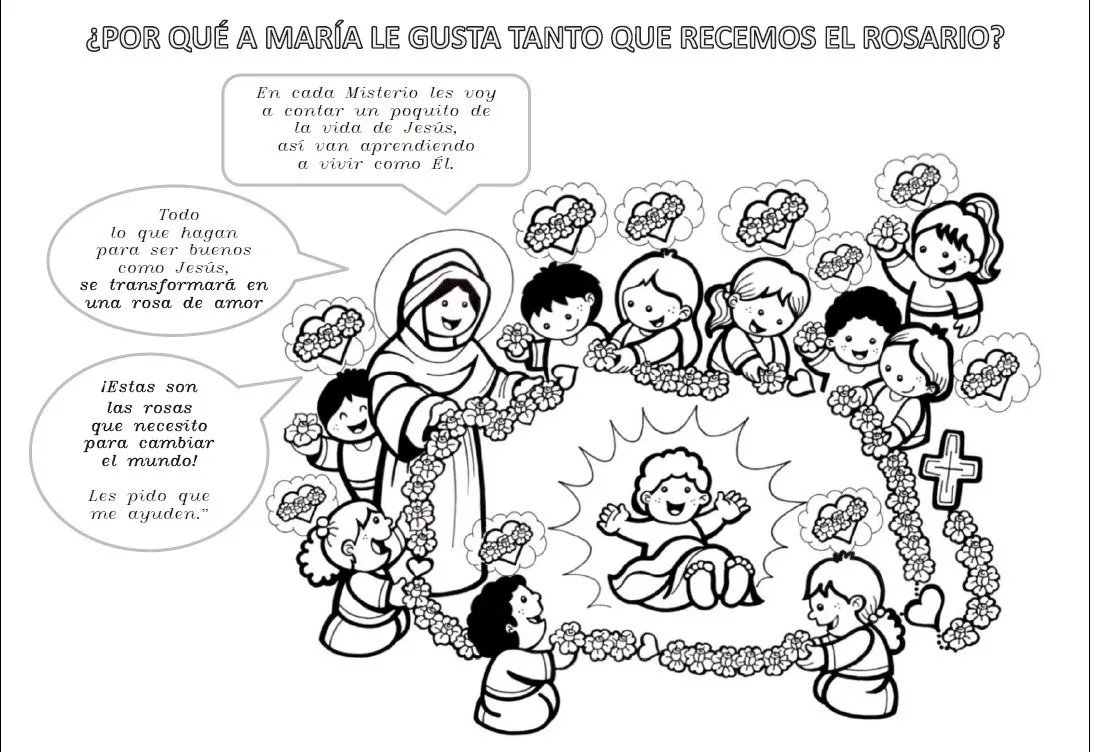 La Catequesis: Recursos Catequesis Santo Rosario para Colorear