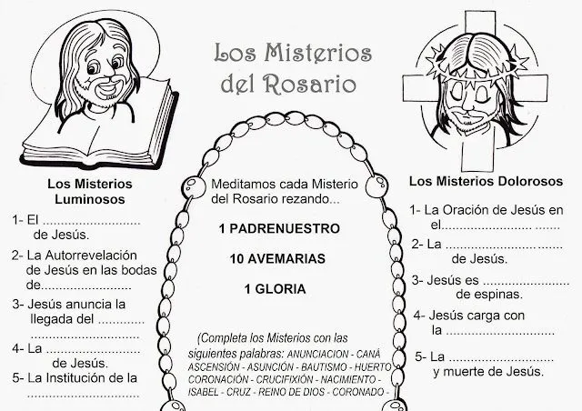 La Catequesis: Recursos Catequesis Santo Rosario para Colorear ...