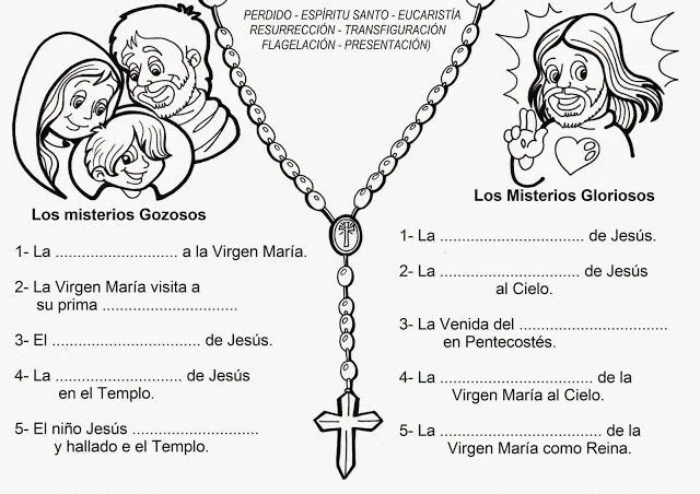 La Catequesis: Recursos Catequesis Santo Rosario para Colorear ...