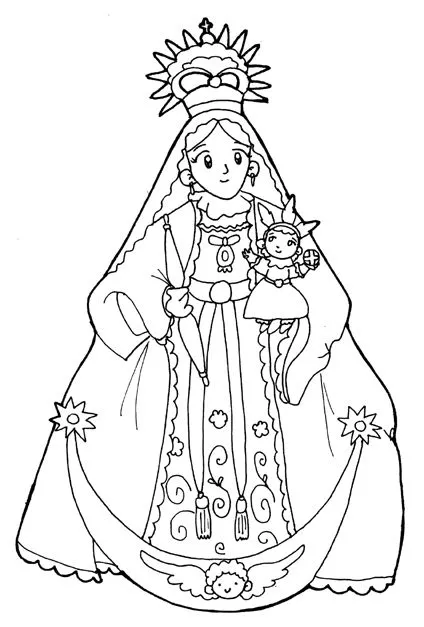 Dibujo para colorear de la virgen chiquinquira - Imagui