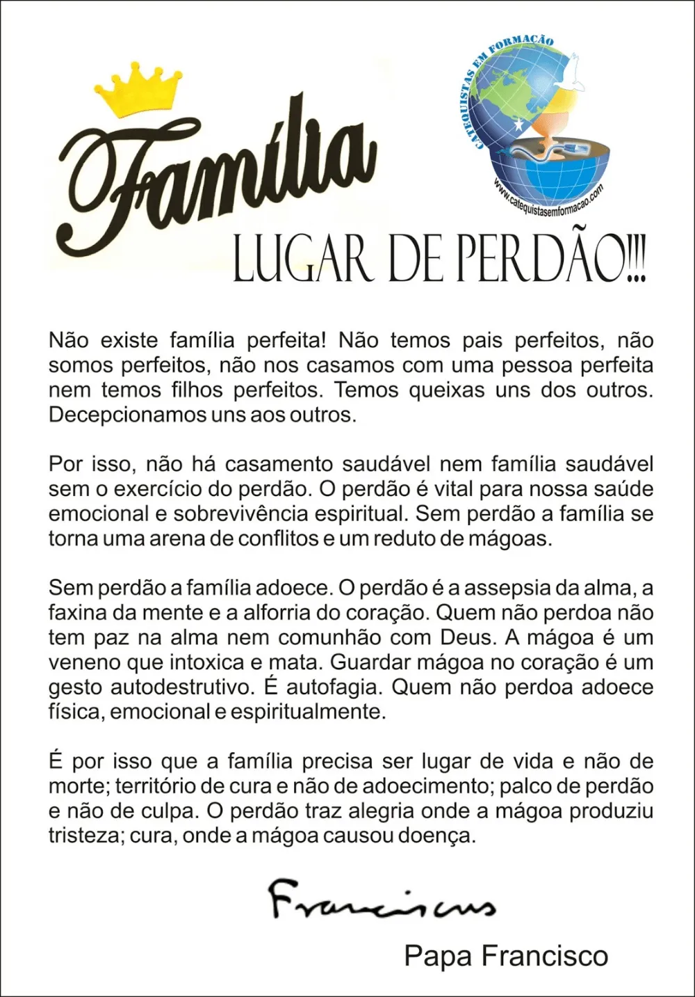 CATEQUISTAS EM FORMAÇÃO: Linda Mensagem para Família | Frases motivacionais, Mensagem de familia, Frases inspiracionais CATEQUISTAS EM FORMAÇÃO: Linda Mensagem para Família | Frases motivacionais, Mensagem de familia, Frases inspiracionais