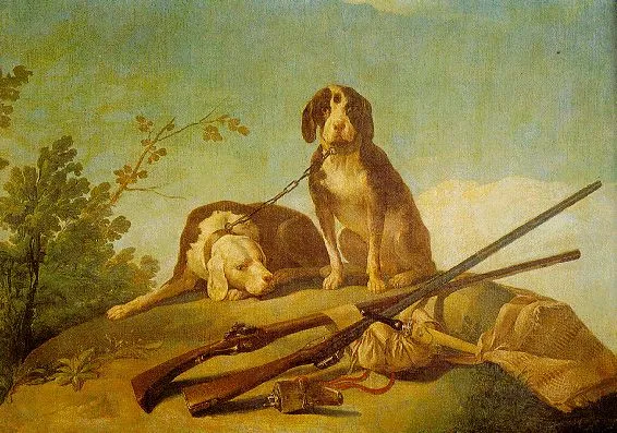 Cat‡logo de pinturas: Perros en traílla o Perros y útiles de caza ...