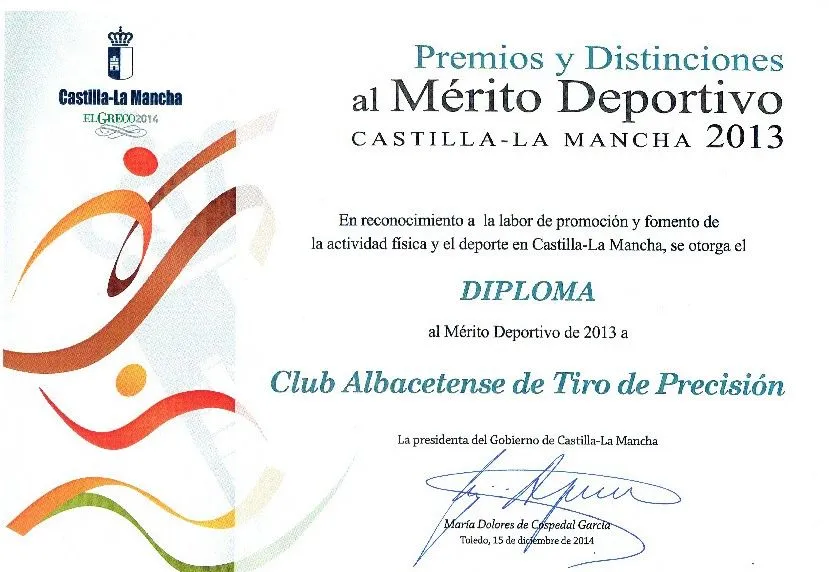El CATP premiado por la JCCM con el Diploma al Mérito Deportivo ...