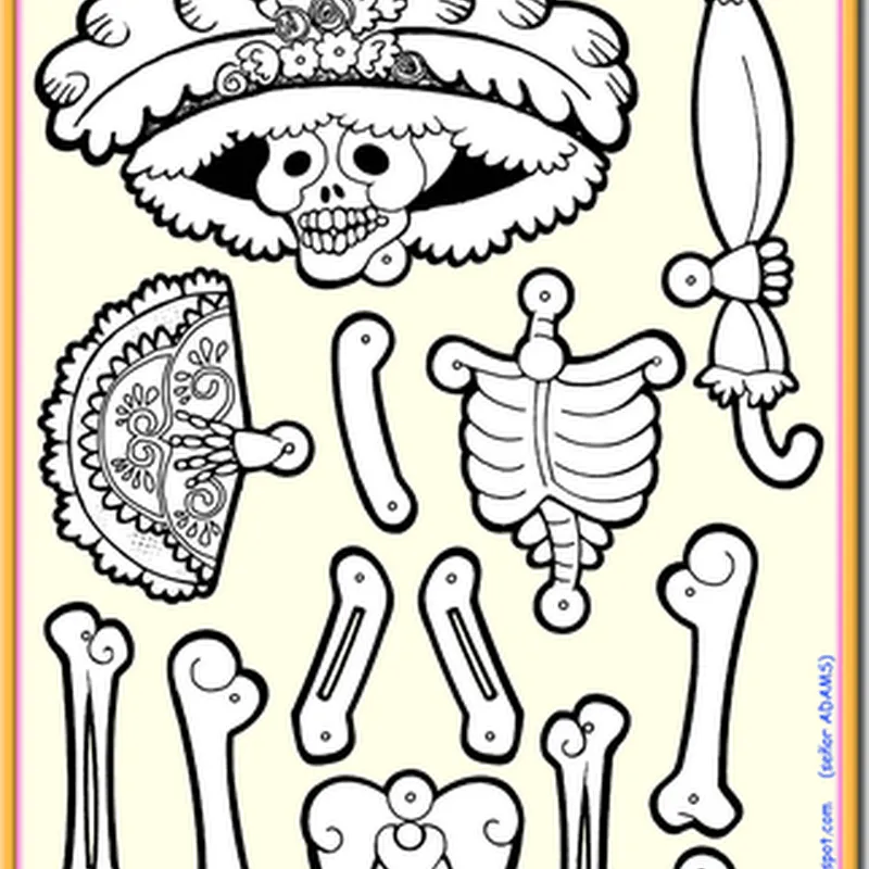 La catrina articulada para imprimir y armar - Jugar y Colorear