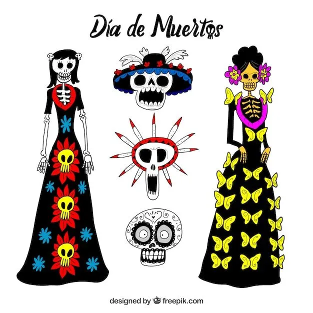 Catrina y calaveras mexicanas dibujadas a mano | Vector Gratis Catrina y calaveras mexicanas dibujadas a mano | Vector Gratis