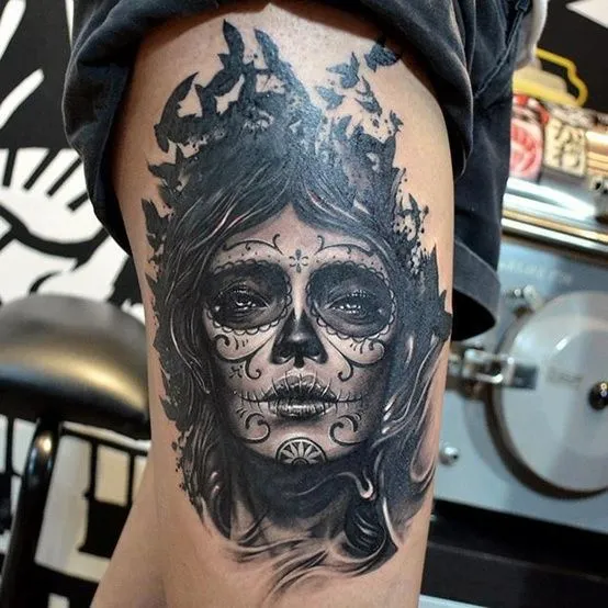 La Catrina com pássaros no cabelo | Arte Tattoo - Fotos e Ideias ... La Catrina com pássaros no cabelo | Arte Tattoo - Fotos e Ideias ...