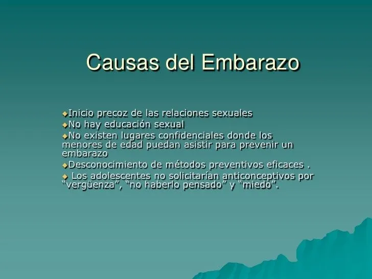 Causas y consecuencias del embarazo adolescente