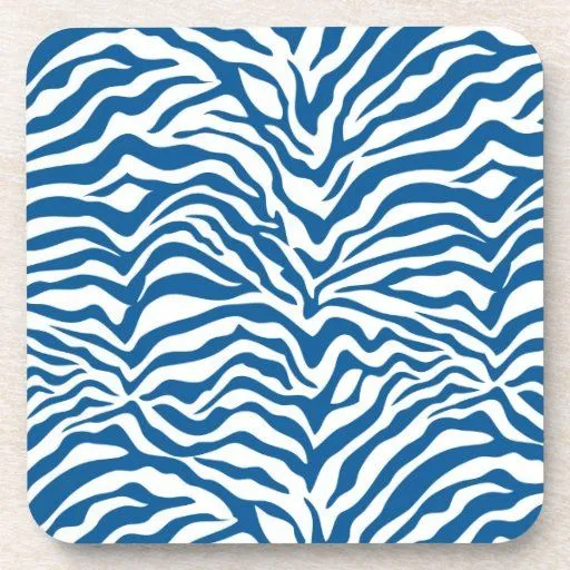 La cebra azul de la diversión raya el estampado de posavaso de Zazzle.