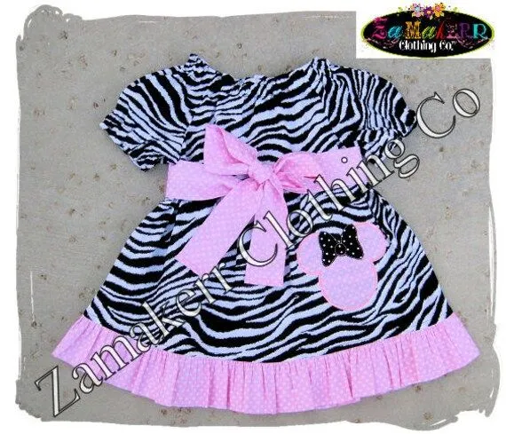 Cebra Minnie Mouse vestido muchacha por ZamakerrClothingCo en Etsy