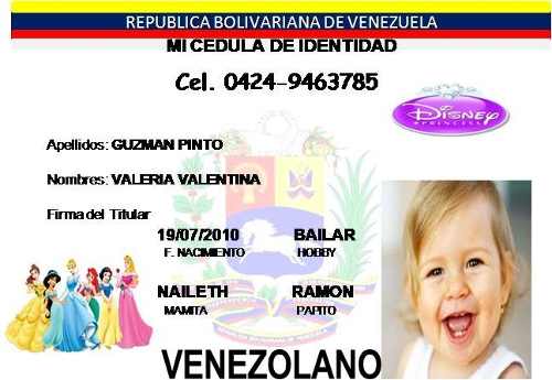 Cédula infantil para niños - Imagui