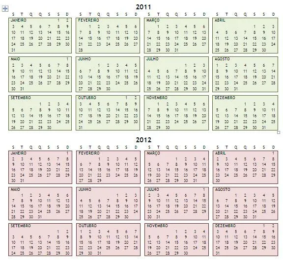 Cef em peso Ricardo: Calendário 2011 e 2012