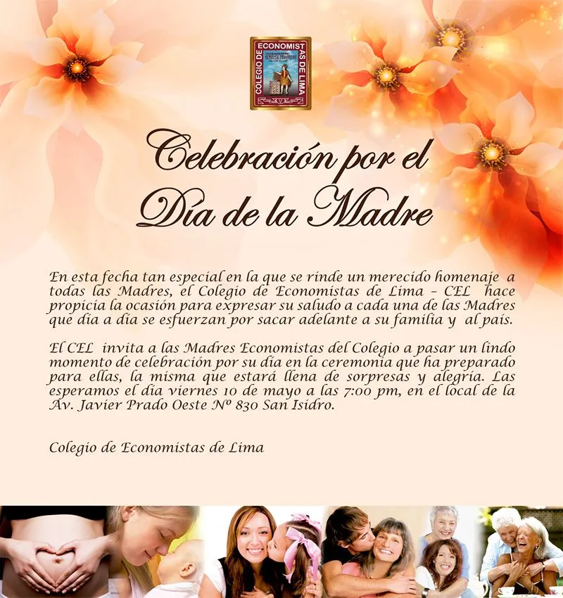 CELEBRACIÓN POR EL DÍA DE LA MADRE | Colegio de Economistas de Lima CELEBRACIÓN POR EL DÍA DE LA MADRE | Colegio de Economistas de Lima
