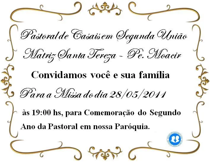 Celebramos hoje o 2º Ano da Pastoral de Casais em Segunda União em ... Celebramos hoje o 2º Ano da Pastoral de Casais em Segunda União em ...