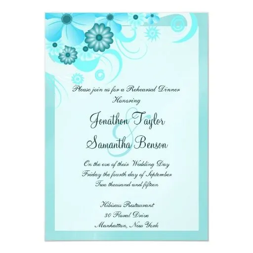 La cena azul del ensayo del boda del hibisco invitación 5" x 7 ... La cena azul del ensayo del boda del hibisco invitación 5" x 7 ...