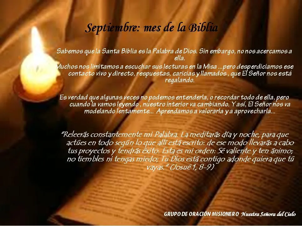 Cenáculos de Septiembre 2012: mes de la Biblia | Nuestra Señora ... Cenáculos de Septiembre 2012: mes de la Biblia | Nuestra Señora ...