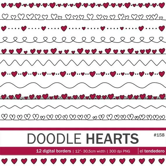 Cenefas digitales Doodle hearts con imágenes de por eltendedero