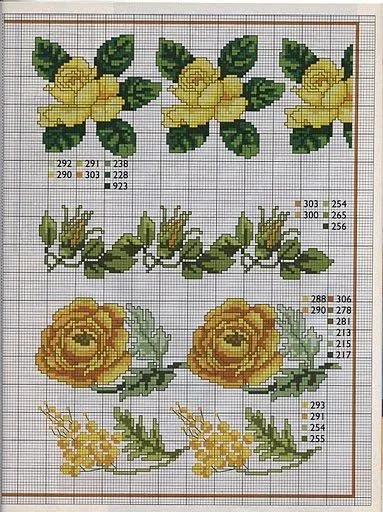 Flores, cenefas, punto cruz - Imagui