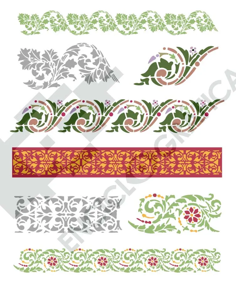 Cenefas de flores para stencil – Estudio de SITOgraphics Cenefas de flores para stencil – Estudio de SITOgraphics