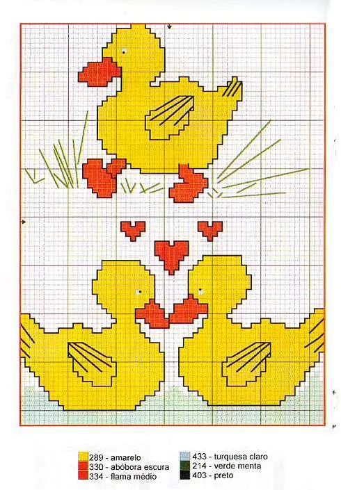 Cenefas de patitos en punto de cruz para baberos - Imagui