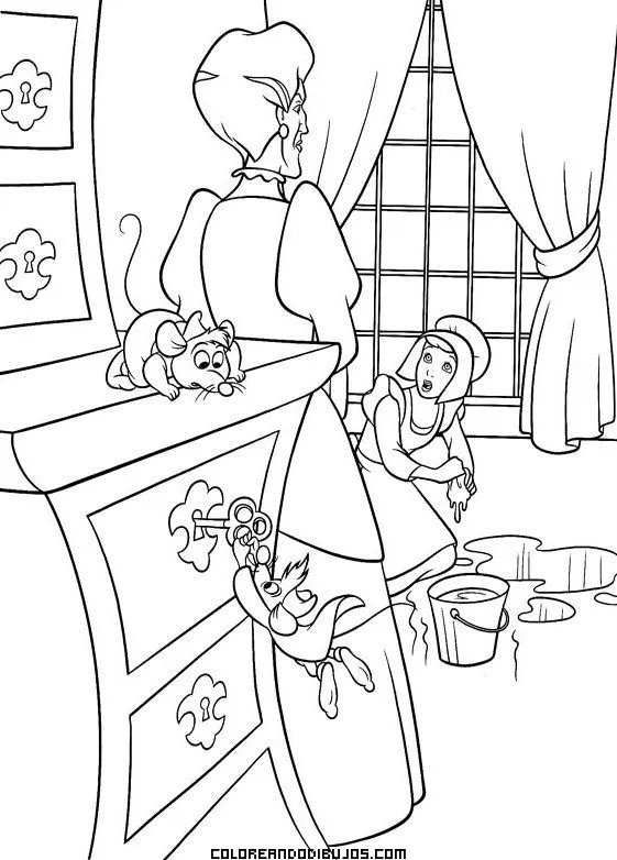 Cenicienta fregando los suelos - Dibujos para colorear Cenicienta fregando los suelos - Dibujos para colorear