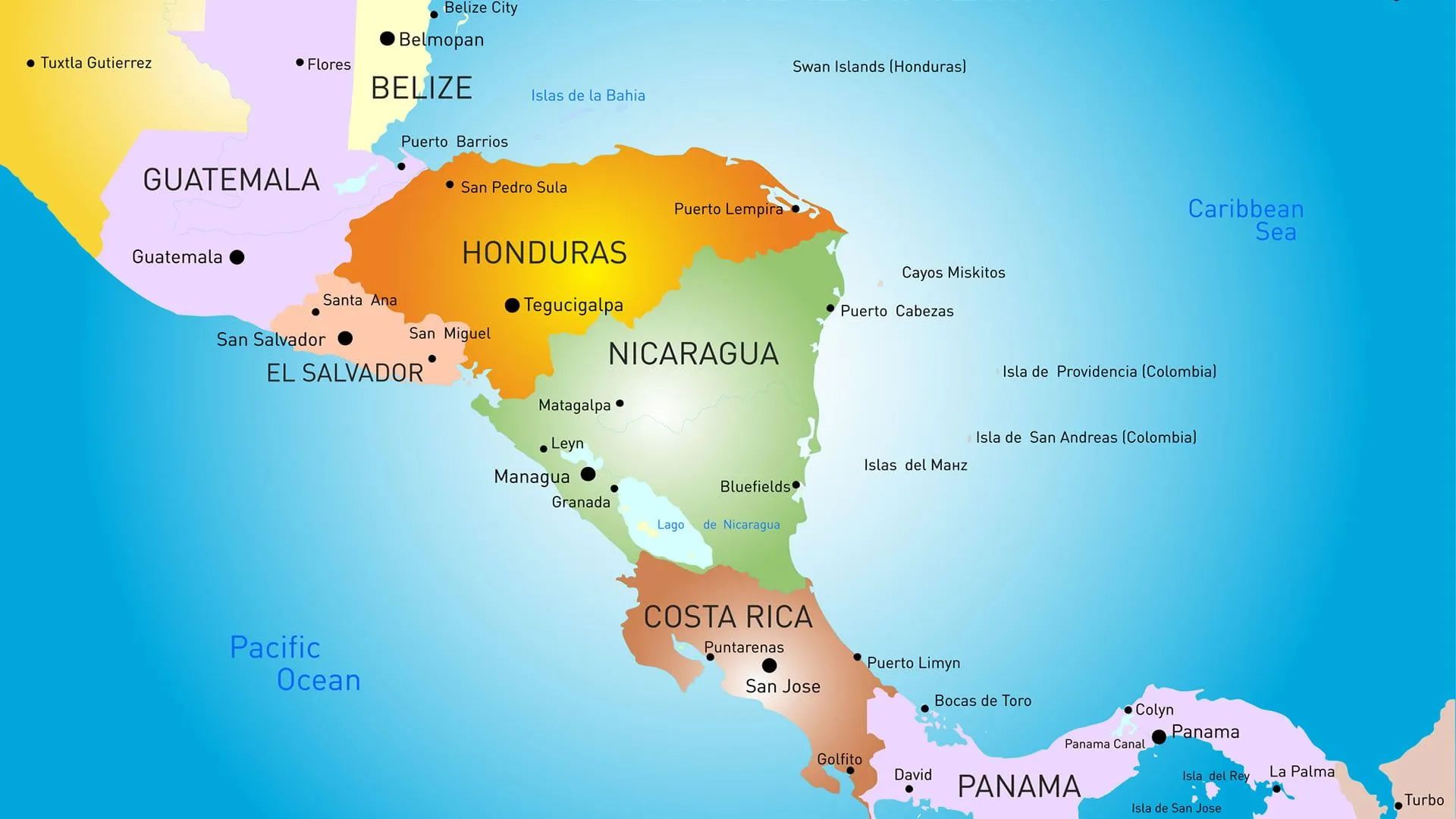 Mapa de América Central