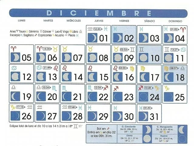 Centro Astrologico Venezolano: Calendario Lunar Diciembre 2012 Centro Astrologico Venezolano: Calendario Lunar Diciembre 2012