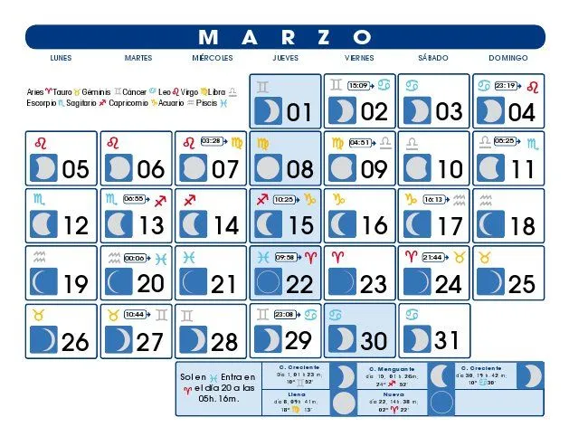 Centro Astrologico Venezolano: Calendario Lunar marzo 2012