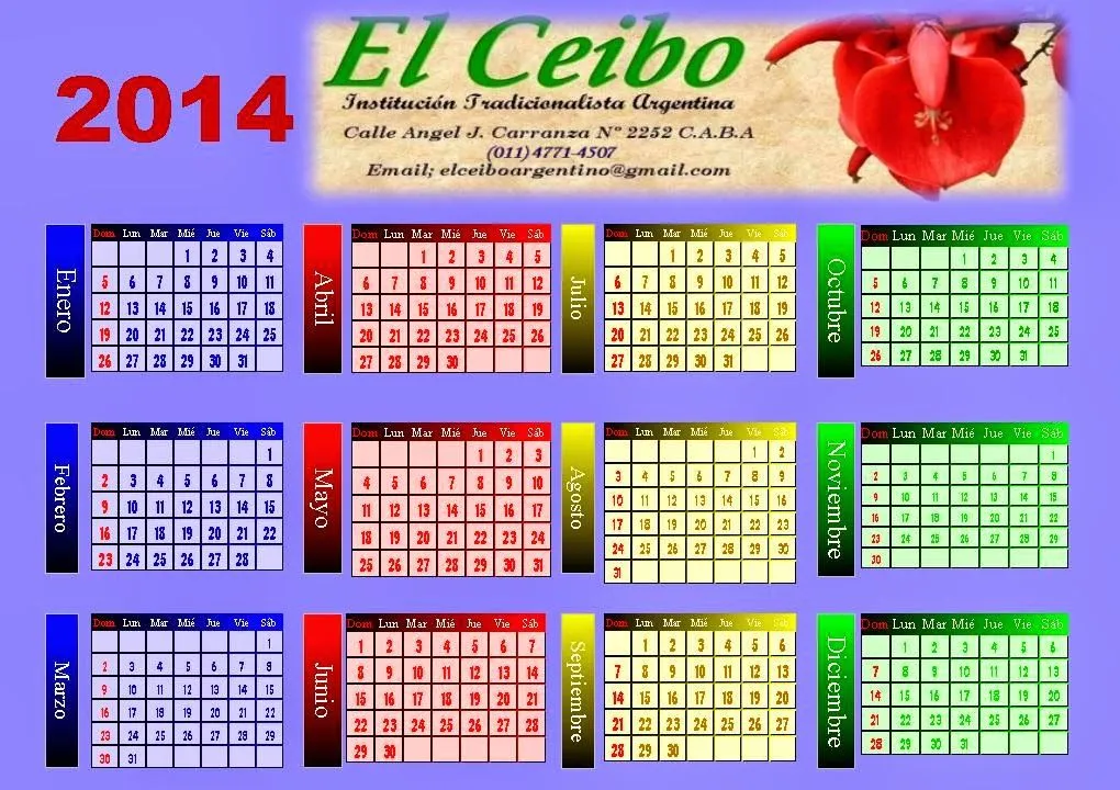Centro el Ceibo: Almanaque 2014 El Ceibo